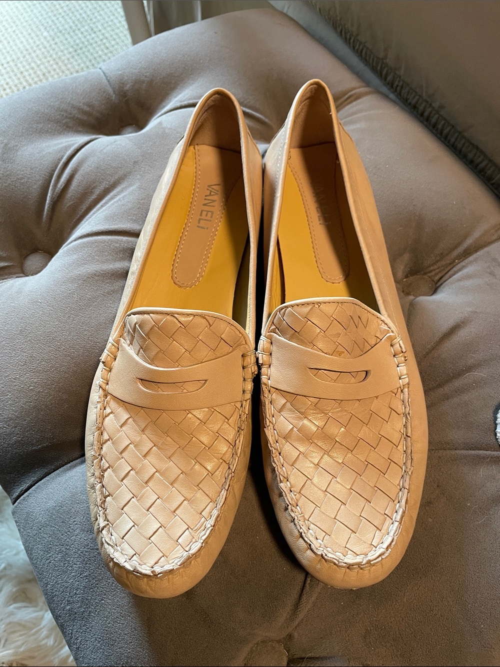 Vaneli Woven Penny Loafers in Light Beige Women’s Size 11